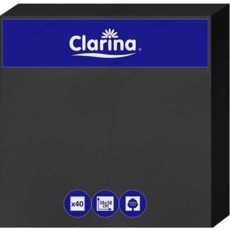 SERWETKA CLARINA 38X38 1/4 CZARNA PUNTA 40SZT